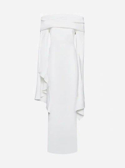 Solace London Arden Draped Off-the-shoulder Crepe Maxi Dress In Cream
