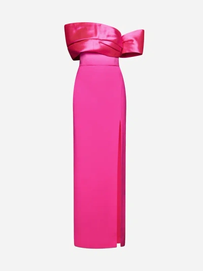 Solace London The Arden Draped Maxi Dress In Hot Pink