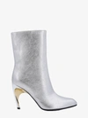 Alexander Mcqueen Women Laminated Leather Ankle Boots In Silver