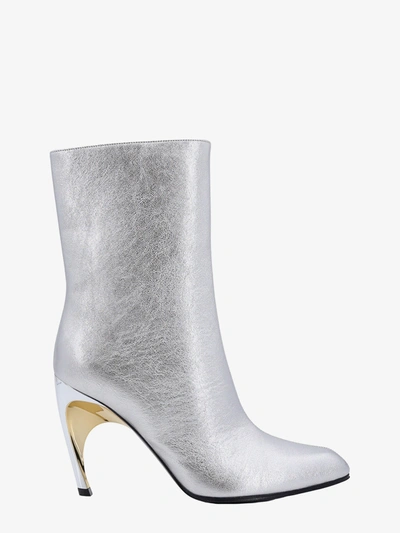 Alexander Mcqueen Armadillo Ankle Boot In Silver/gold