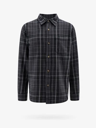 Stussy Cotton Shirt With Madras Motif In Grey