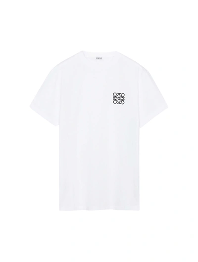 Loewe Slim-fit Logo-embroidered Cotton-jersey T-shirt In White