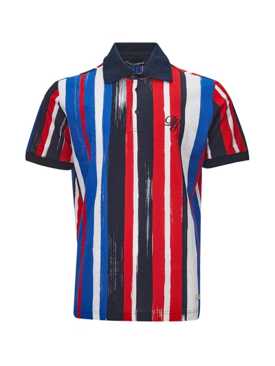 Dolce & Gabbana Multicolor 'brushstrokes' Cotton Polo Shirt