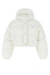 Prada Re-nylon Cropped Convertible Down Jacket In White