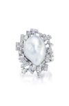 Mindi Mond 18k White Gold South Sea Baroque Pearl Diamond Ring In White Gold/ Diamond/ Pearl