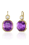 Mindi Mond Imperial Amethyst & Diamond Drop Earrings In Gold/ Diamond/ Amethyst