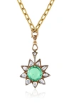 Mindi Mond Colombian Emerald & Diamond Sunburst Pendant Necklace In Yellow Gold
