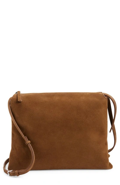 The Row Nu Twin Crossbody Bag In Suede In Desert Plaid