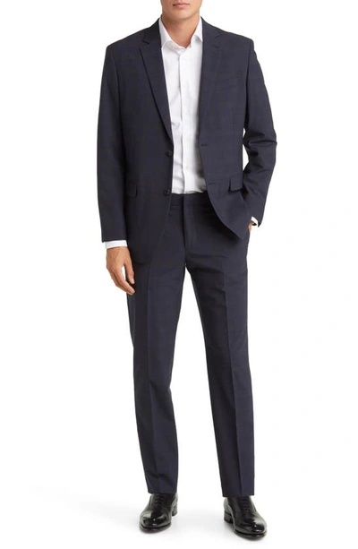 Nordstrom Trim Fit Wool Blend Suit In Black- Grey Shadow Texure