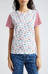 MOLLY GODDARD FLORAL STRIPE FITTED COTTON JERSEY T-SHIRT
