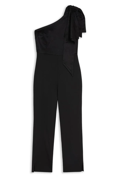 Ted Baker Orliie Bow Trim One Shoulder Jumpsuit In Black