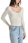 Steve Madden Women's Serent Seamless Long-sleeve Bodysuit In Cream