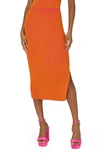 Milly Ribbed Knit Midi Pencil Skirt In Pink/ Coral