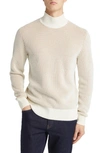 Hugo Boss Mock-neck Sweater In Structured Cotton And Virgin Wool In White