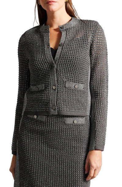 Ted Baker Sallyan Knit Jacket In Gunmetal