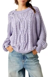 Free People Frankie Cable Sweater In Purple