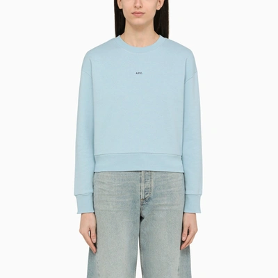 Apc A.p.c. Light Blue Cotton Sweatshirt With Logo