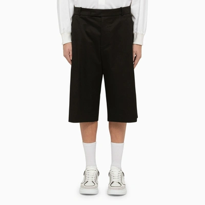 Alexander Mcqueen 4-pocketed Wide Leg Cotton Shorts In Black