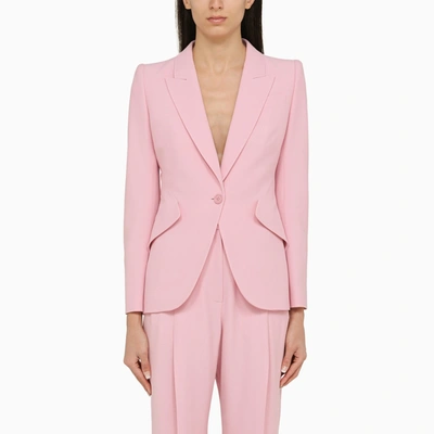 Alexander Mcqueen Single-breasted Jacket In Pale Pink