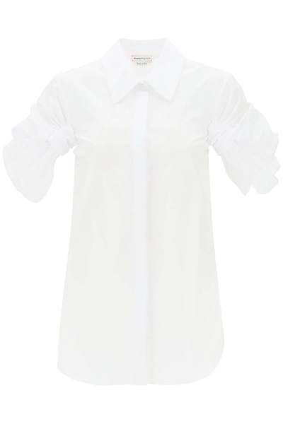 Alexander Mcqueen Shirt With Knotted Short Sleeves In White
