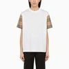 BURBERRY BURBERRY WHITE CREW NECK T SHIRT WITH CHECK