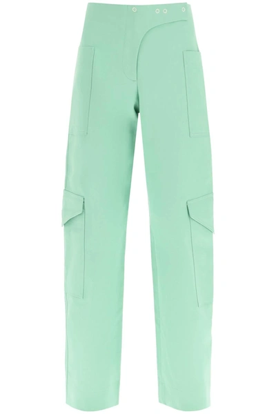 Ganni Cotton Suiting Pants In Green