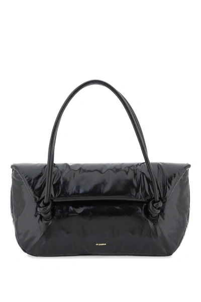Jil Sander Padded Leather Shoulder Bag In Black