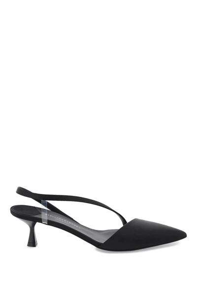 Stella Mccartney Iconic D'orsay Recycled Nylon-blend And Recycled-satin Slingback Pumps In Black