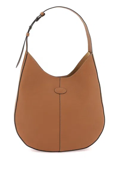 Tod's Calf Leather Hobo Bag In Brown