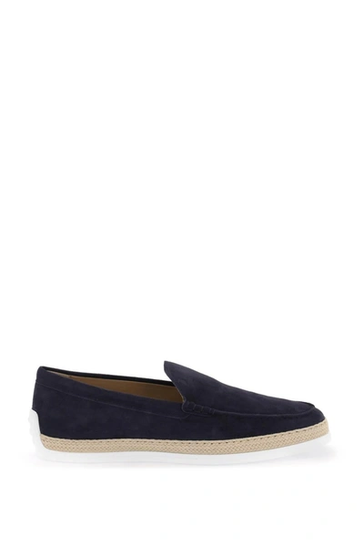 TOD'S TOD'S SUEDE SLIP ON WITH RAFIA INSERT
