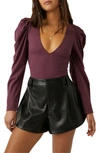 Free People Va Va Voop Bodysuit In Wine