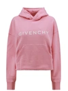 Givenchy Pink Cropped Logo Hoodie In Pink