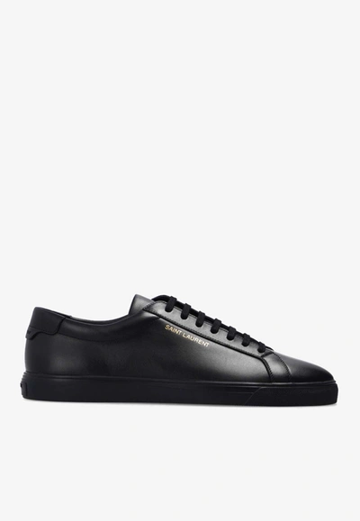 SAINT LAURENT ANDY LOW-TOP LEATHER SNEAKERS