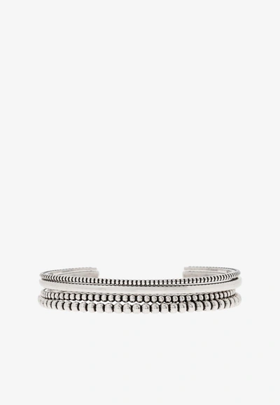 Saint Laurent Beads Cuff Bracelet - Set Of 4 In Silver