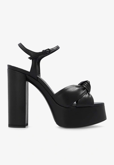 SAINT LAURENT BIANCA 125 LEATHER PLATFORM SANDALS