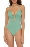 BECCA BECCA COLOR CODE PLUNGE ONE-PIECE SWIMSUIT