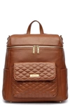 Luli Bebe Monaco Faux Leather Diaper Backpack In Caramel Brown