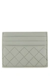Bottega Veneta Agate Grey-gold Intrecciato Leather Card Holder In Gray