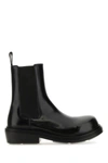 Bottega Veneta Polished Finish Black Ankle Boots With Elastic Side Panels In Multicolor