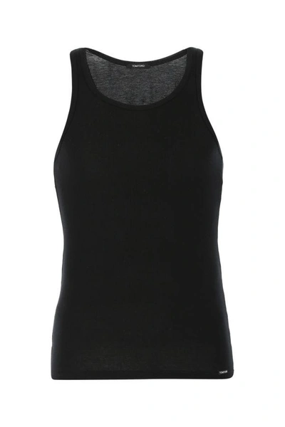 TOM FORD TOM FORD MAN BLACK COTTON AND MODAL TANK TOP
