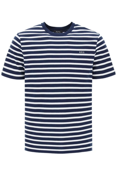 Apc Emilien Logo-embroidered Striped Cotton-jersey T-shirt In Mixed Colours
