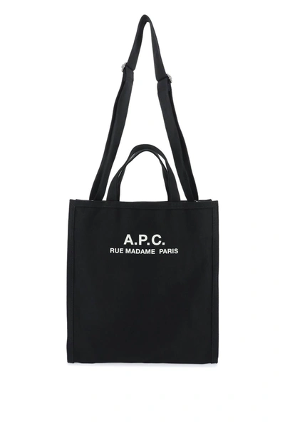 A.p.c. Récupération Canvas Shopping Bag In Black