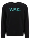 Apc A.p.c. Upside Down Logo Printed Crewneck Sweater In Black
