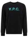 Apc A.p.c. Upside Down Logo Printed Crewneck Sweater In Noir Vert
