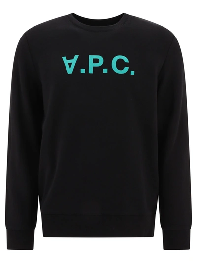 Apc A.p.c. Upside Down Logo Printed Crewneck Sweater In Noir Vert