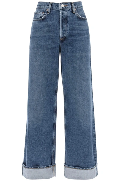 Agolde Low-rise Cropped Jeans In Blue