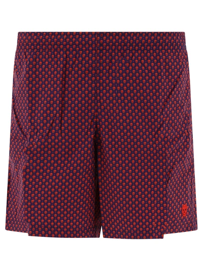 Alexander Mcqueen Spotted Skull Printed Swim Shorts In Blue