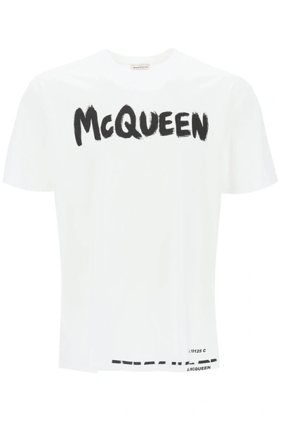 Alexander Mcqueen Mcqueen Graffiti T-shirt In White