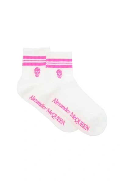 Alexander Mcqueen Stripe Skull Sports Socks In Mixed Colours