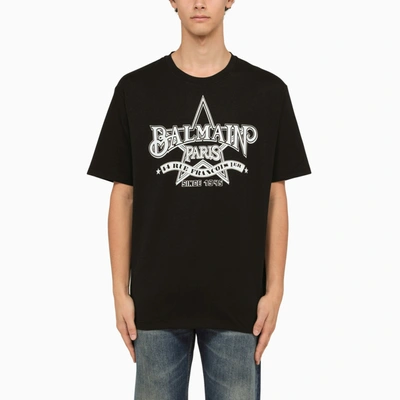 BALMAIN BALMAIN BLACK CREW NECK T SHIRT WITH LOGO